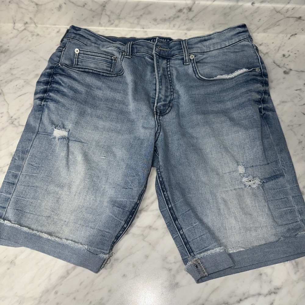 mens arizona jean co cut-off shorts Medium wash‎ denim flex slim Fit  size 32
